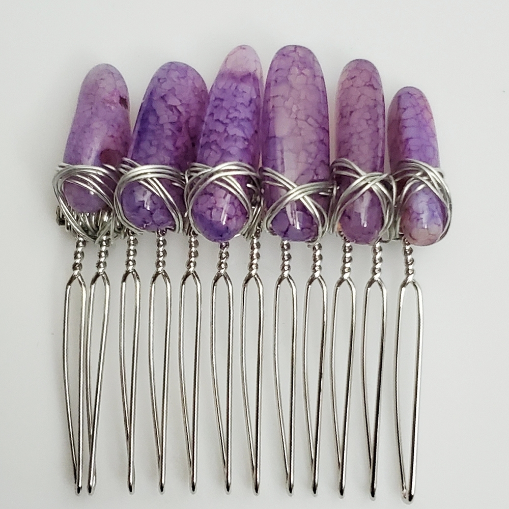 Purple Dragons Vein Crystal Boho Bridal